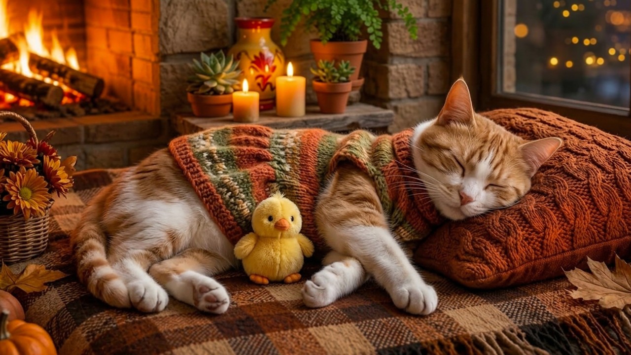12 Hours Music For Cats 💤 Healing Music For Cats 🌙 Sleep Sounds For Cats & Warm Cat Comfort