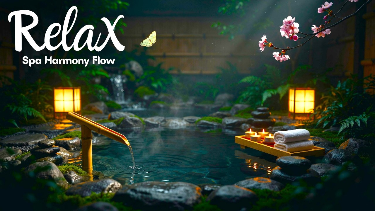 Zen Spa Music – Sakura Whisper Dreams: Japanese Piano & Flowing Stream for Deep Meditation