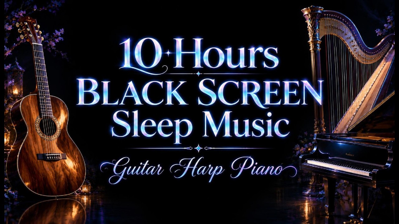 Guitar\Harp\Piano | 10Hrs BLACK SCREEN Sleep Music