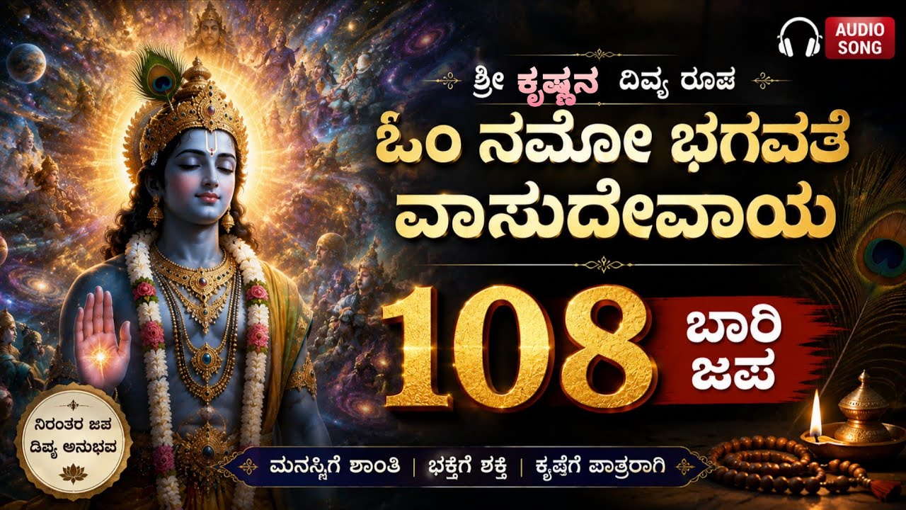 Om Namo Bhagavate Vasudevaya | 108 Times Krishna Mantra Chanting | Meditation music | devotional
