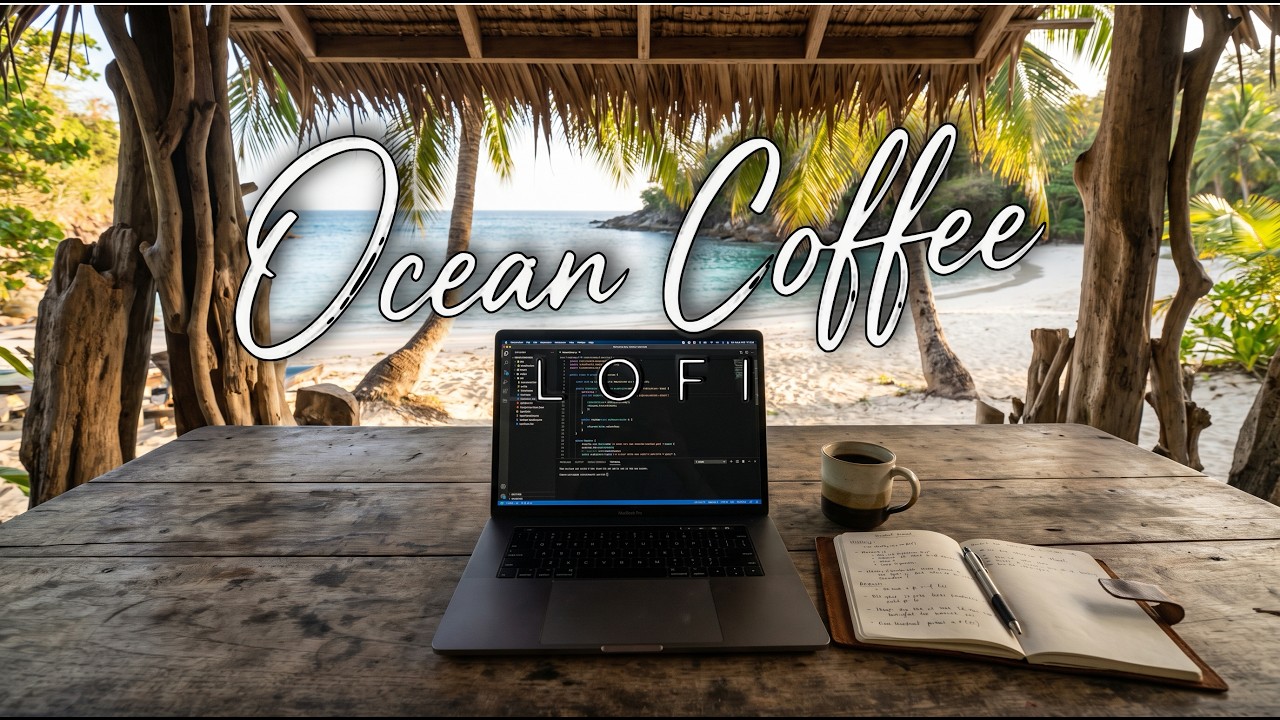 Ocean Coffee Lofi ☕ 2-Hour 4K Tropical Study Music for Deep Focus & Coding
