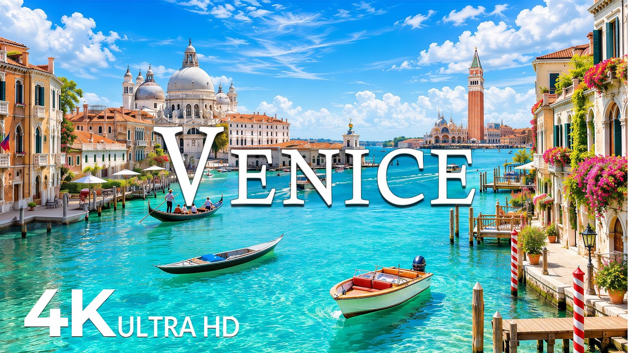 FLYING OVER VENICE (4K UHD) – Soothing Music Along With Beautiful Nature Video – 4K Video ULTRA HD