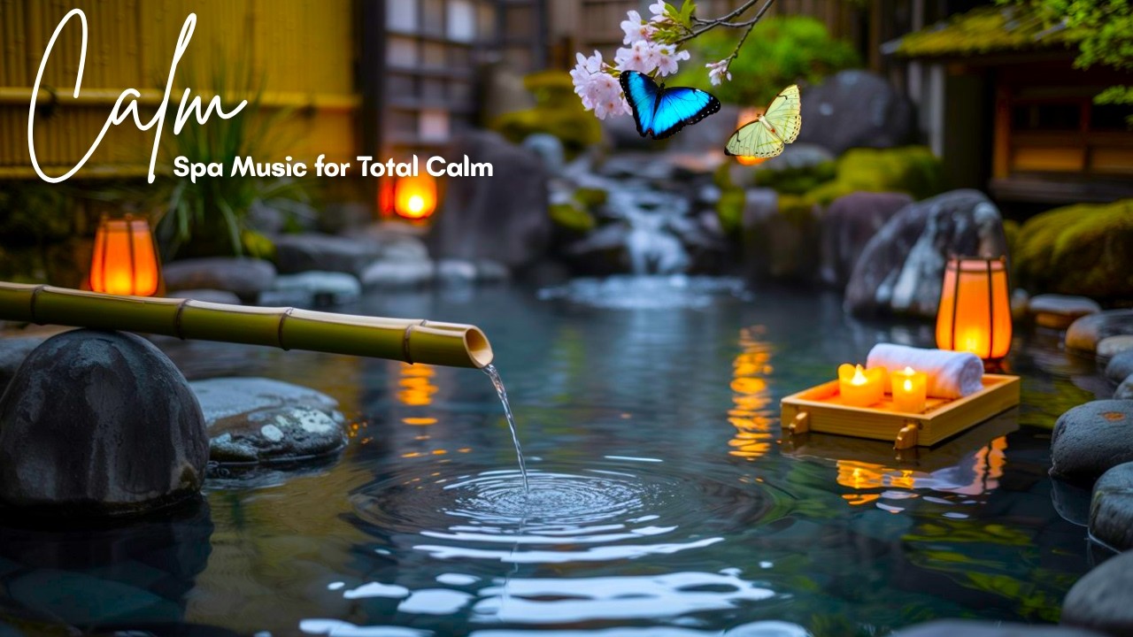 Zen Spa Music – Golden Lantern Dreams: Piano Flow & Whispering Waterfall for Meditation Bliss
