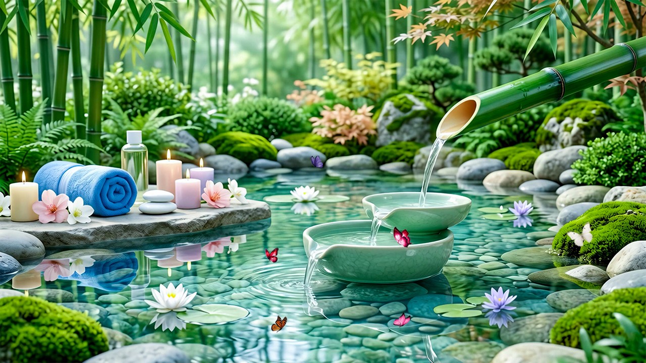 Relax Your Mind 🌺 Gentle Bamboo Water & Peaceful Spa Music for Meditation, Stress Relief and Inner.