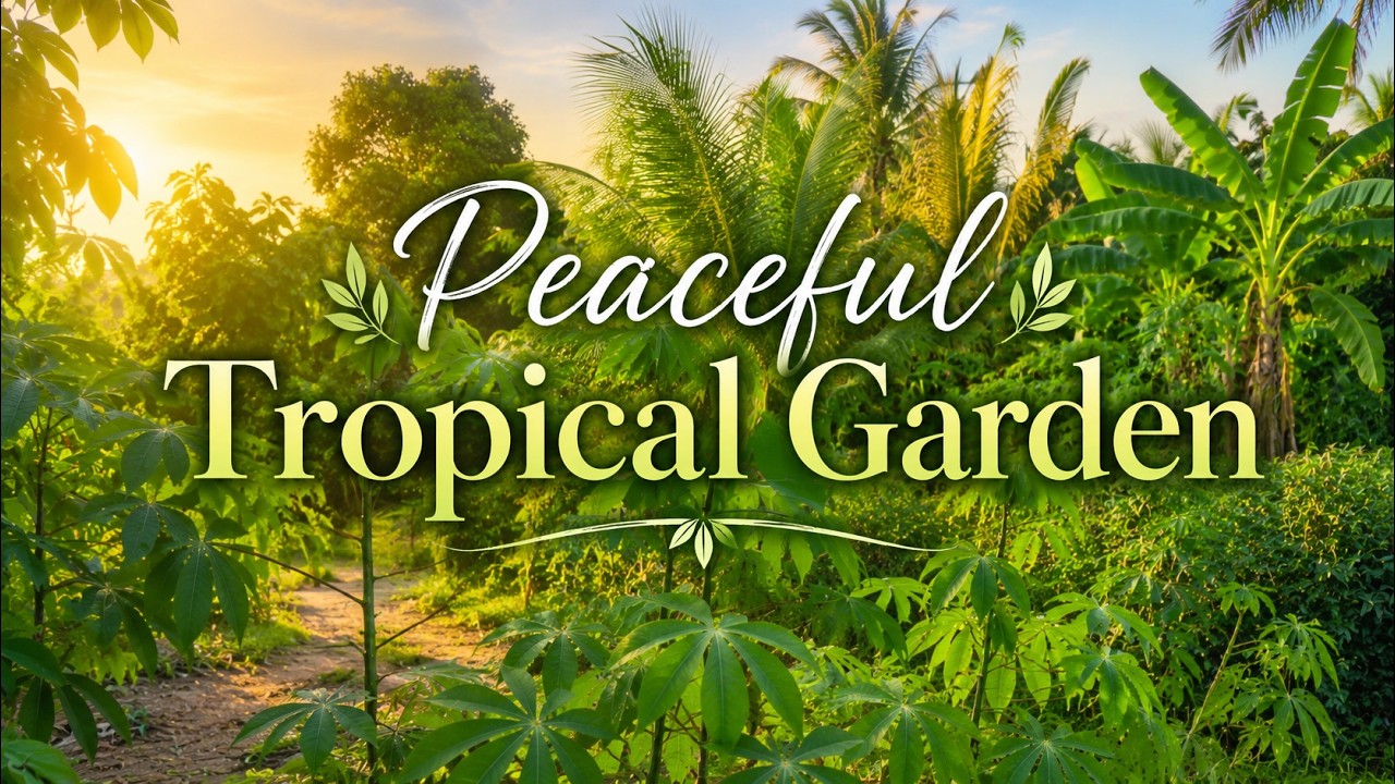 Peaceful Tropical Garden 🌿 Relaxing Music & Nature Sounds for Stress Relief