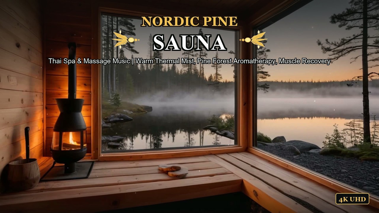 Nordic Pine Sauna – 1 Hr Scandinavian Wellness Spa Music with Warm Wood & Steam Muscle Recovery (4K)