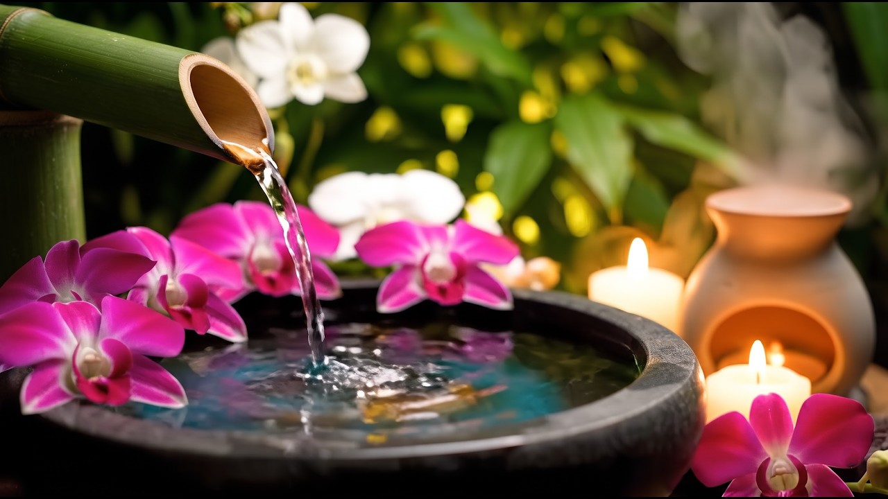 Find Your Peace 🧘 Bamboo Water Fountain & Calming Spa Music for Relaxation, Healing and Tranquility.