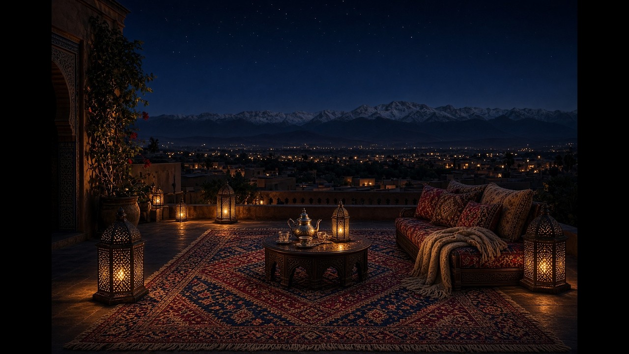 Night Terrace Over the Atlas | Yoga Music | Atlas Night Water