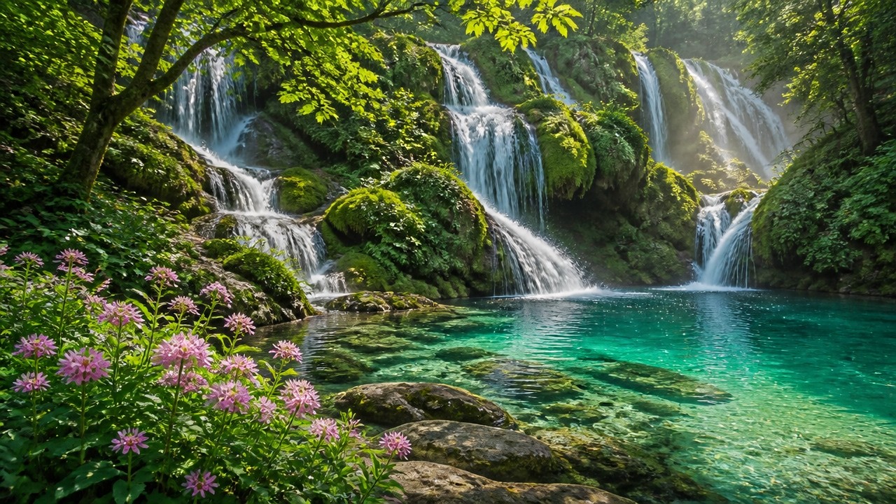 Healing Music for Inner Peace 🌿 Waterfall Sounds for Stress Relief, Deep Sleep & Inner Peace