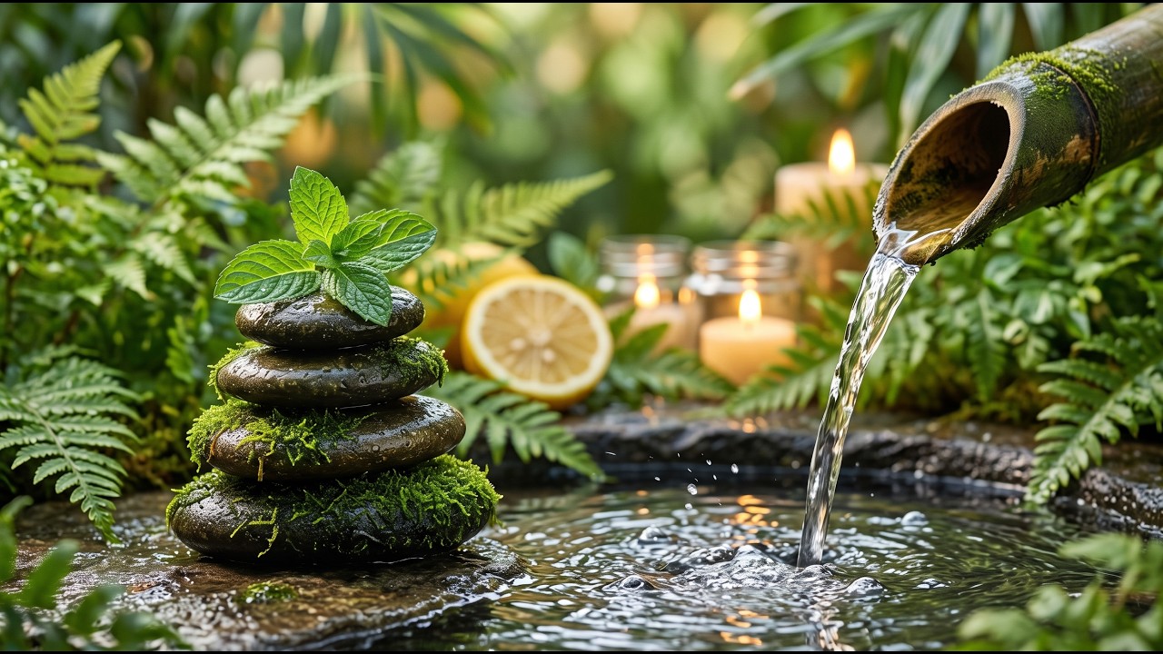 Relaxing Spa Music 🌿 Bamboo Water Sounds & Healing Piano for Deep Sleep