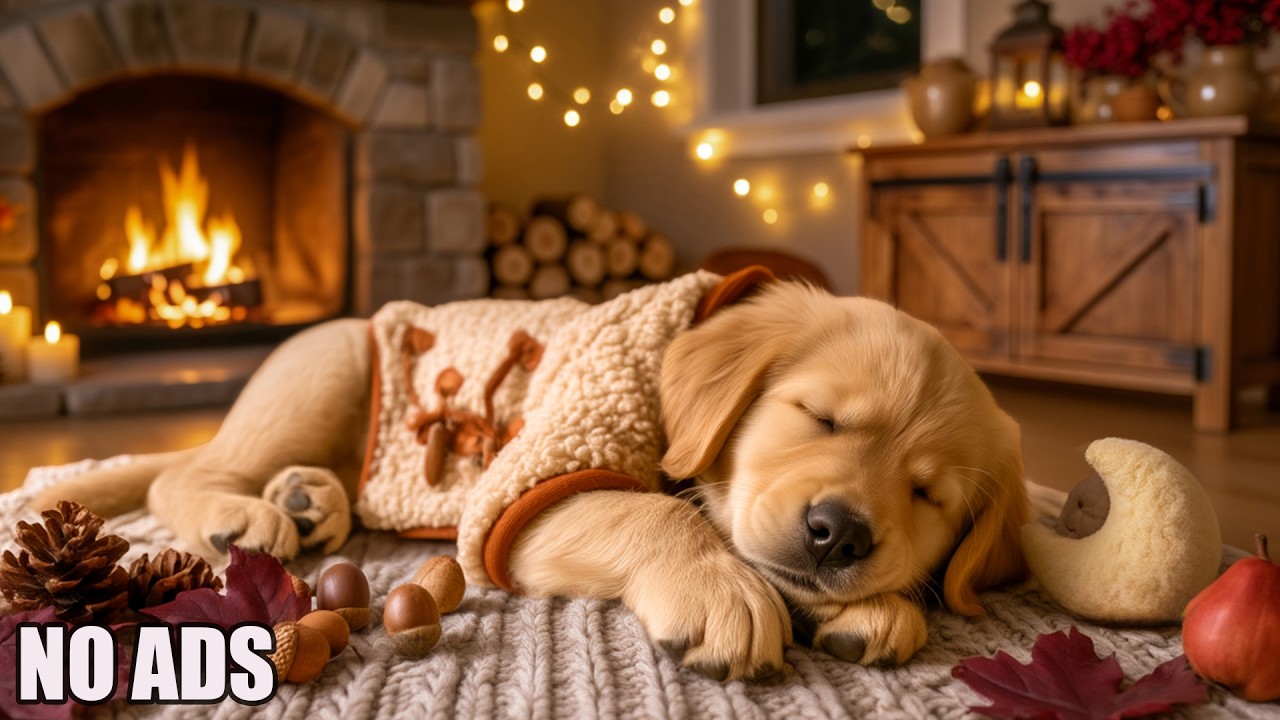 12 Hours of Healing Music for Dogs 💖 Deep Sleep for Anxious Dogs 🔥 Fireplace Sounds