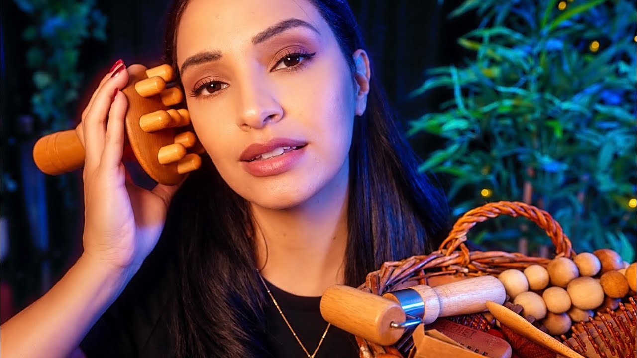 ASMR Head Massage With Wooden Tools