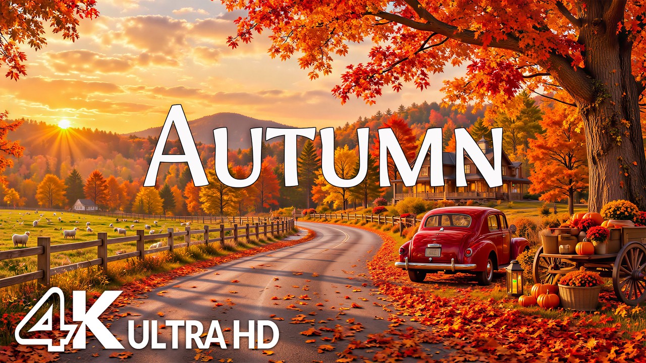 Peaceful Autumn Escape 🍂 Colorful Forest Scenery with Nature Sounds & Soft Piano Music