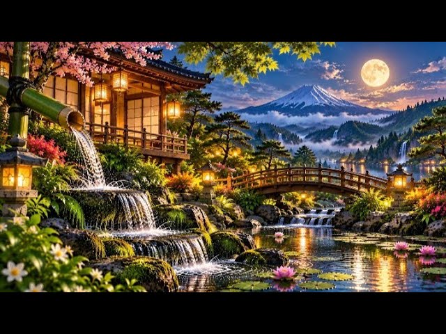 30 Minutes Moonlit Bamboo Water & Gentle Yoga Music Deep Relaxation & Meditation