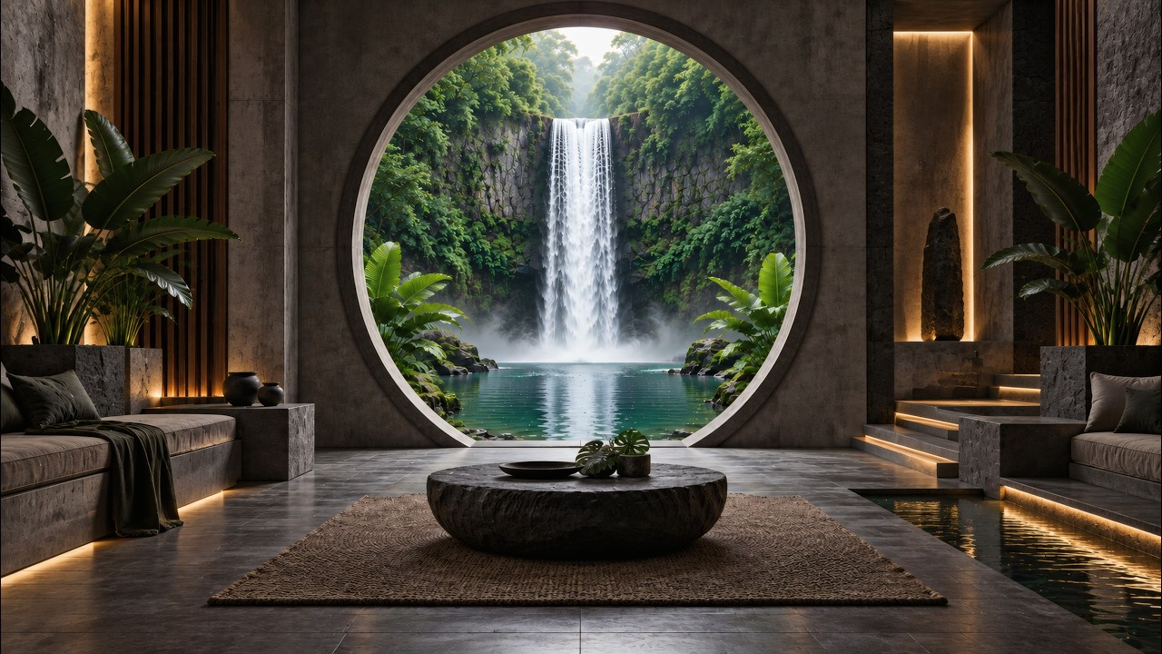 Hidden Luxury Zen Waterfall Retreat 🌿 Healing Music for Deep Relaxation, Sleep & Inner Peace