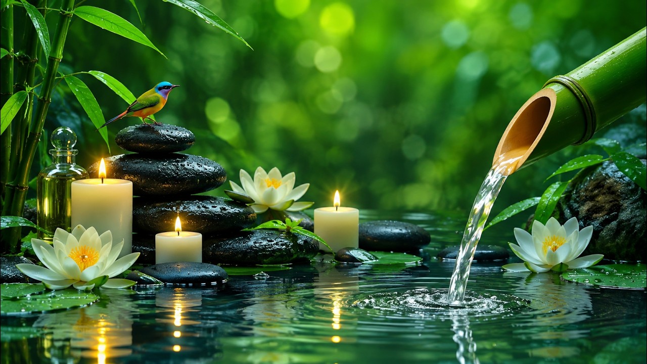 Beautiful Bamboo Water and Piano 🌿| Relaxing Spa Music for Sleep, Meditation and Stress Relief