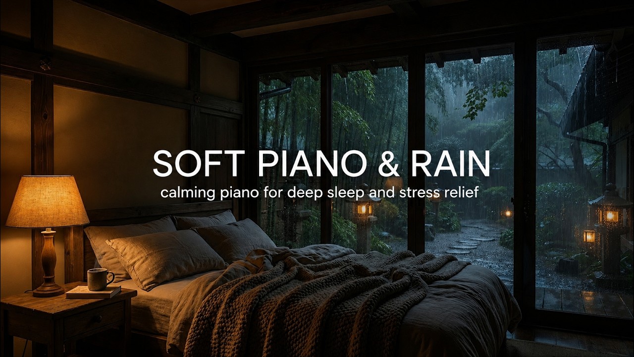 Sleep Instantly with Calm Piano and Heavy Rain – Healing Music for Deep Sleep Tonight