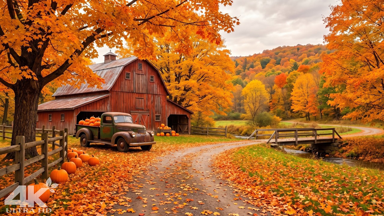 Peaceful Autumn Escape 🍂 Colorful Forest Scenery with Nature Sounds & Soft Piano Music