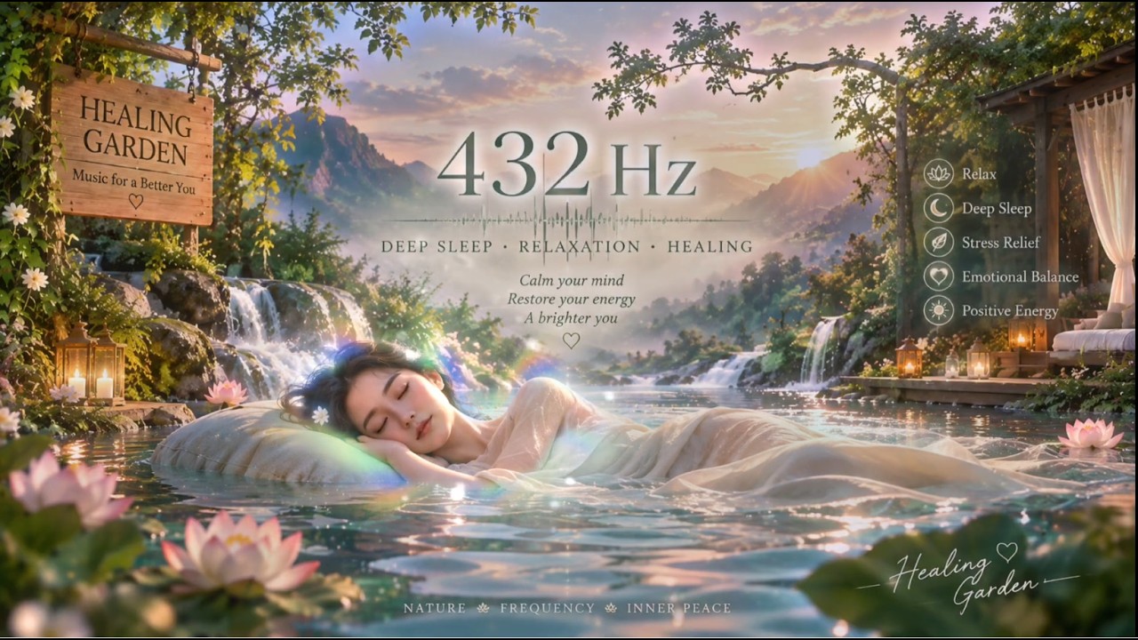 432Hz Healing Music with Flowing Water | Relaxing, Sleep, Meditation & Stress Relief