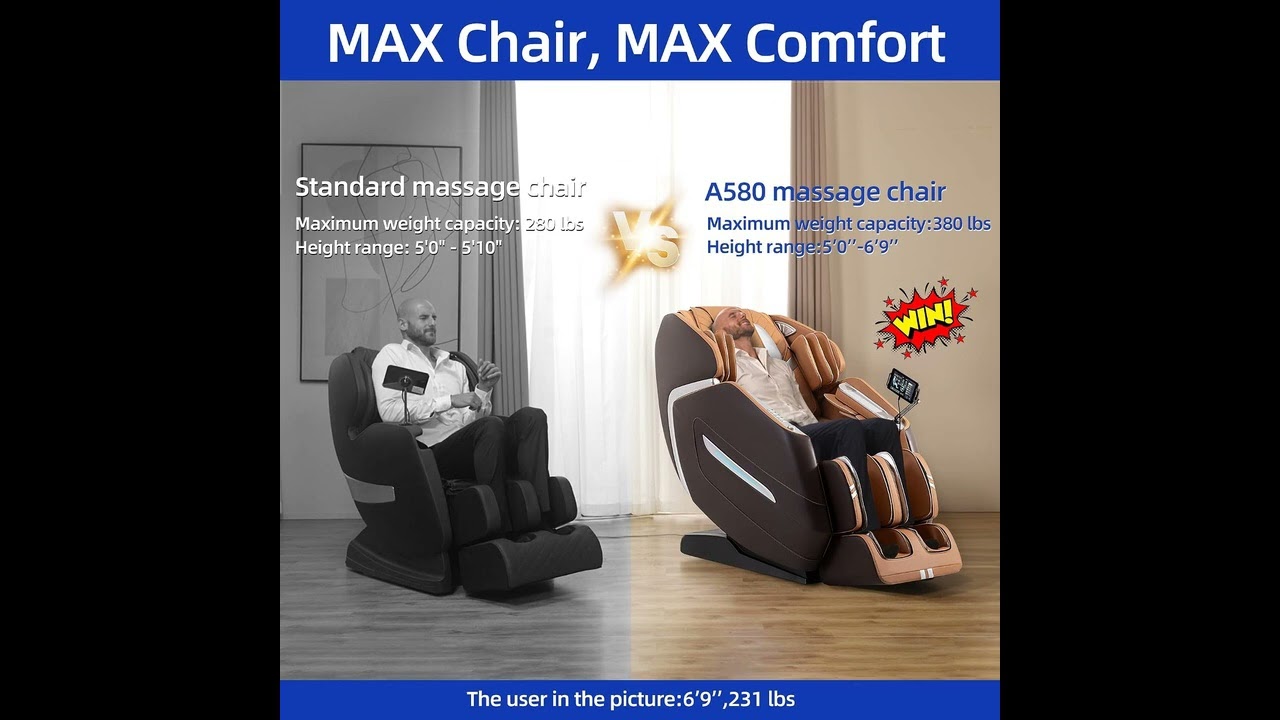 MassaMAX A580 4D Massage Chair Review | Big & Tall Full Body Recliner, 59” SL Track, 500 lbs Support