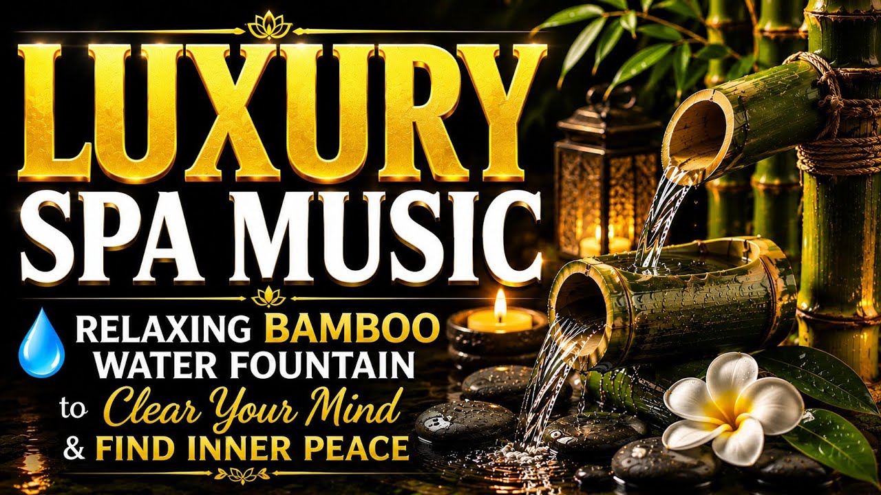 Luxury Spa Music 💧 Relaxing Bamboo Water Fountain to Clear Your Mind & Find Inner Peace