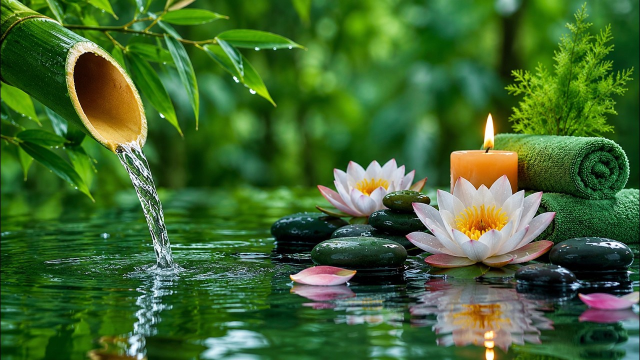 Deep Sleep Spa Music 🌿| Healing Piano and Bamboo Water Sounds for Relaxation and Meditation
