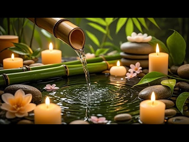 Relaxation Music: Bamboo Water Fountain + Healing Piano 🌿 Sleep Music, Meditation and Nature Sounds
