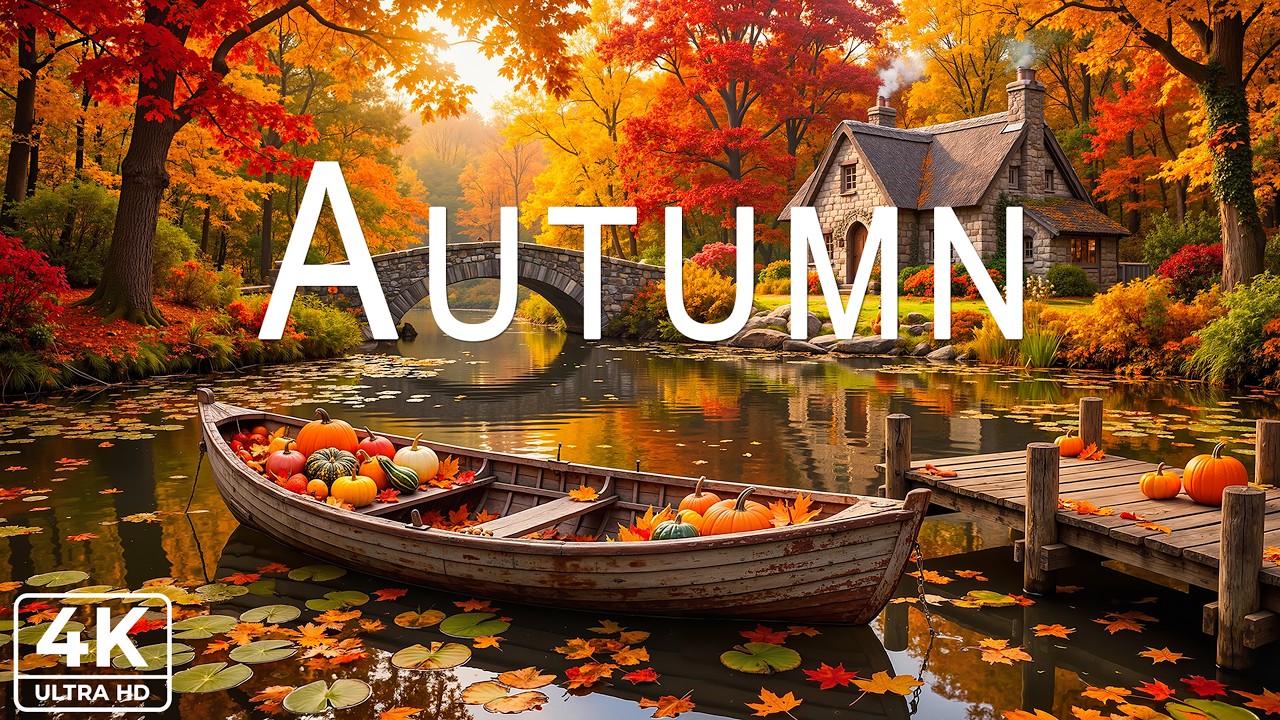 Autumn by the Creek | 4K Flowing Water, Birdsong & Healing Music🍂