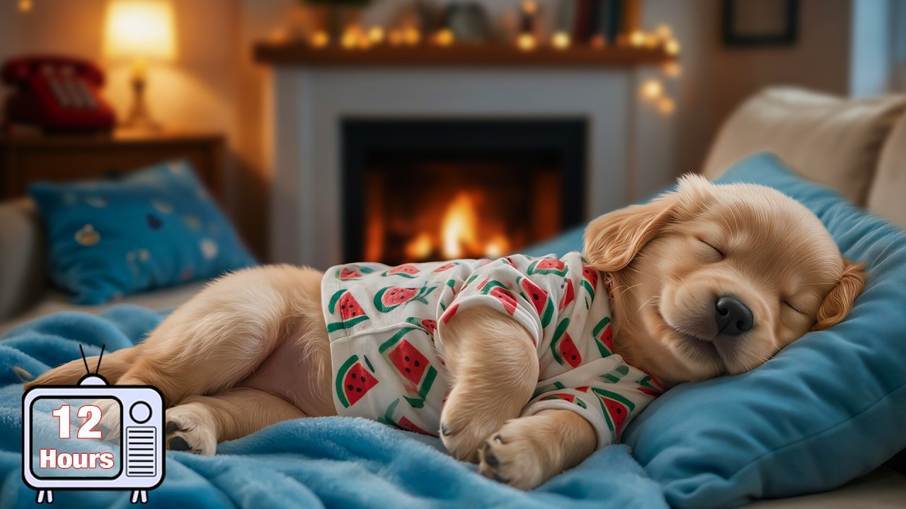 12 Hours of Dog Sleep Music 🐶 Relaxing Fireplace Sounds to Help Dogs Sleep | Calming Music for Dogs