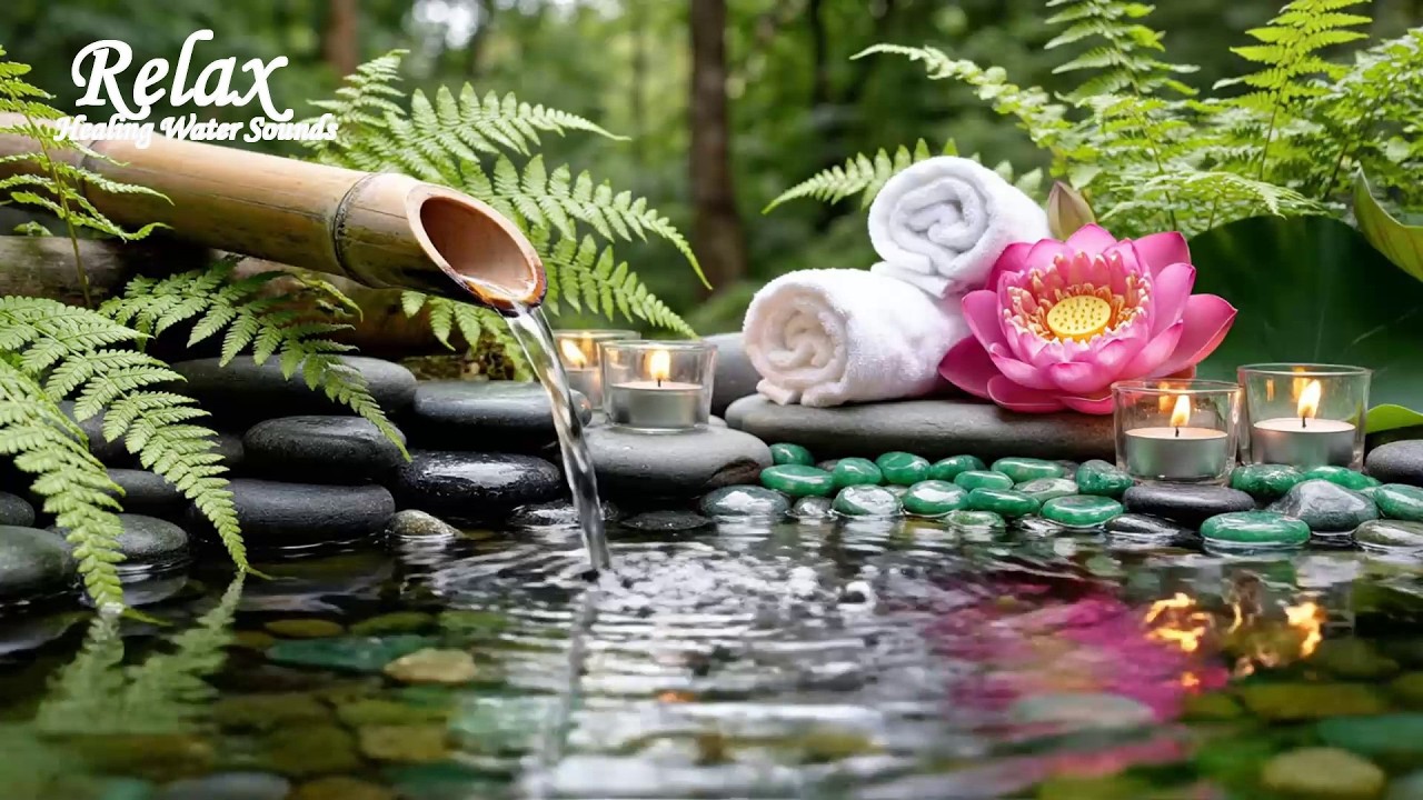 Relaxing Sleep Music + Bamboo Water Fountain 🌿 Relieves Stress, Deep Healing Music, Calm Your Mind