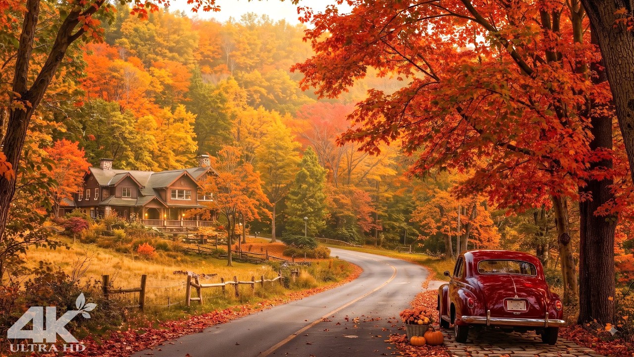 Autumn Forest Escape 4K 🍁 Relaxing Piano & Nature Sounds for Deep Sleep