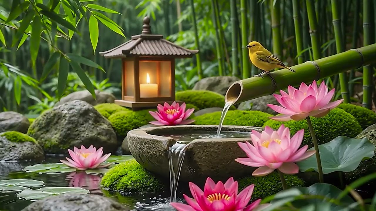 Beautiful Bamboo Water & Piano Sounds 🌿 Spa Healing Music for Sleep, Meditation & Stress Relief
