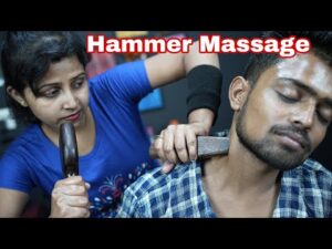 She Doing Hammer Massage On Head & Neck | Barber Girl Chaitali Doing Head Massage | Tok Sen Massage