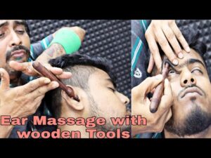 Amazing Ear & Eyebrows Massage with Wooden Tools | Head & Body Massage | Indian Barber
