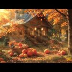 Cozy Autumn Cabin Morning sunrise, Beautiful Relaxing  Music, Peaceful Music, by Tim Janis