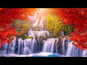 Autumn Waterfalls, Beautiful Relaxing Music, Peaceful  Soothing Music,  By Tim Janis