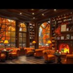 Crackling Fireplace with Jazz Relaxing Music at Cozy Coffee Shop Ambience ~ Smooth Jazz Instrumental